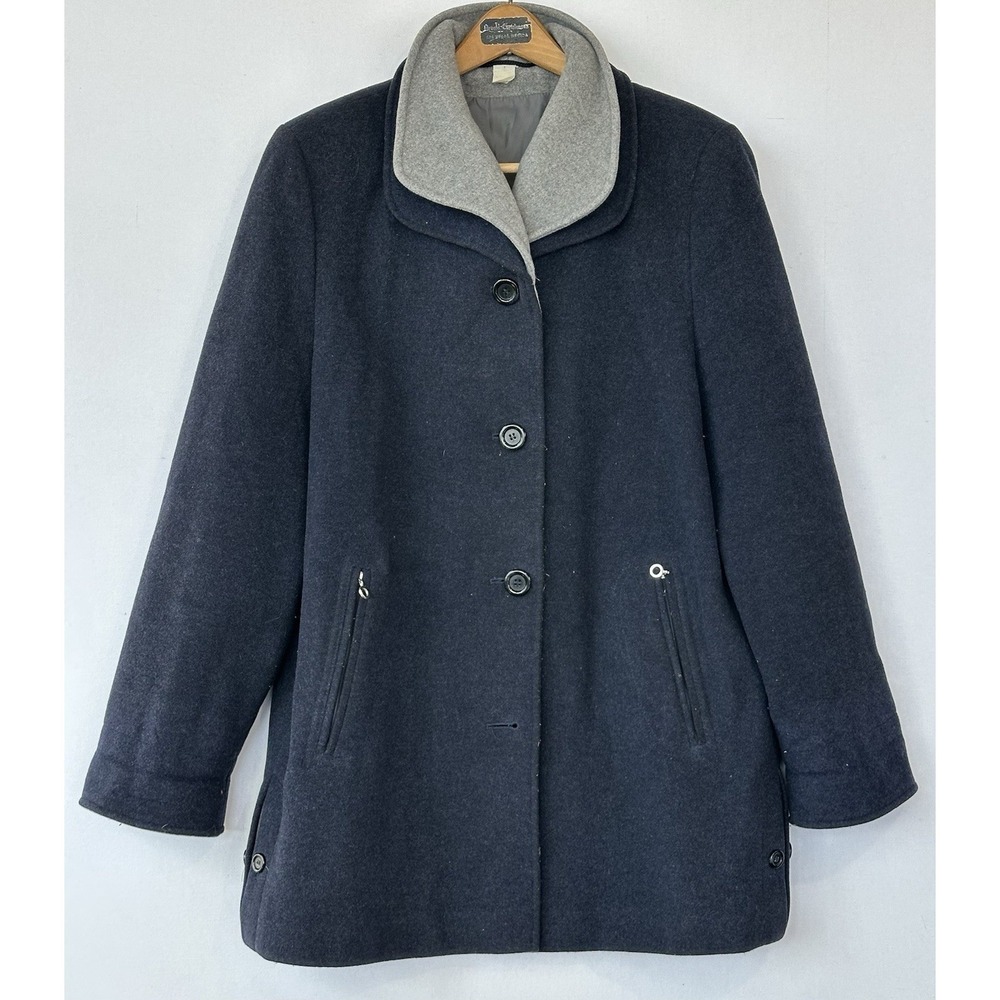 Woolmark Wool Blue Coat Mid Length Women's XL